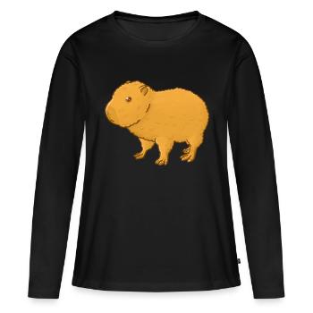 Capybara moelleux - T-shirt manches longues Premium bio Femme - noir - Devant - Julia (174cm)