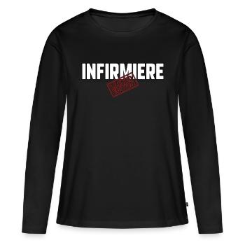 Infirmière édition limitée - T-shirt manches longues Premium bio Femme - noir - Devant - Julia (174cm)