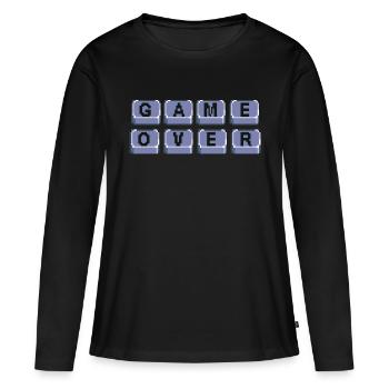 Game over - T-shirt manches longues Premium bio Femme - noir - Devant - Julia (174cm)