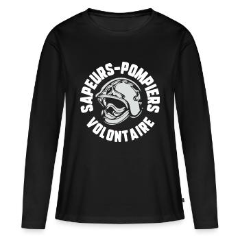 Sapeur -pompier volontaire - T-shirt manches longues Premium bio Femme - noir - Devant - Julia (174cm)