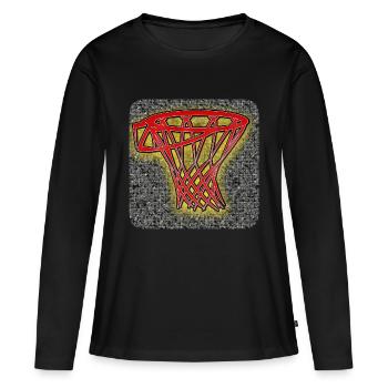 Cerceau de basket - Club WoW - T-shirt manches longues Premium bio Femme - noir - Devant - Julia (174cm)