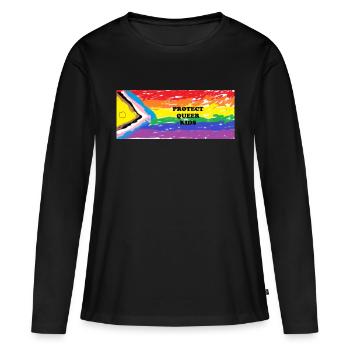 Protéger les enfants queer - T-shirt manches longues Premium bio Femme - noir - Devant - Julia (174cm)