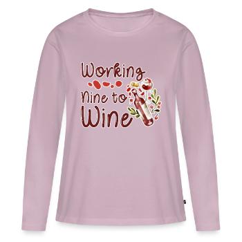 Working Nine To Wine 2 - T-shirt manches longues Premium bio Femme - rose poudré - Devant - Julia (174cm)