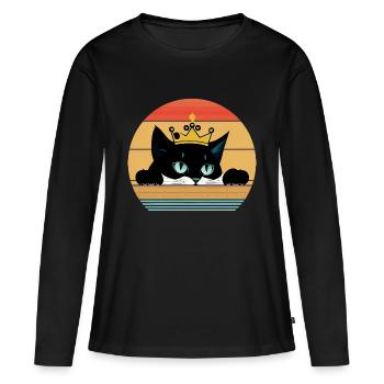 chat - T-shirt manches longues Premium bio Femme - noir - Devant - Julia (174cm)