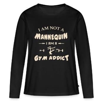 Fitness-Süchtiger - Frauen Premium Bio Langarmshirt - Schwarz - Vorne - Julia (174cm)
