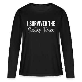 J’ai survécu deux fois aux années soixante - T-shirt manches longues Premium bio Femme - noir - Devant - Julia (174cm)
