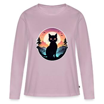 Katzenlandschaft und Sonnenuntergang - Frauen Premium Bio Langarmshirt - Altrosa - Vorne - Julia (174cm)