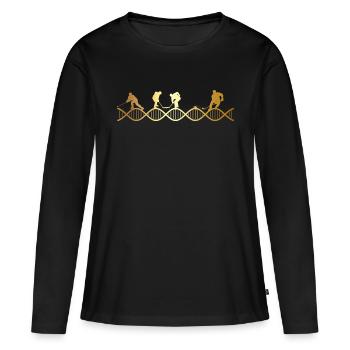 Le hockey est dans mon ADN - T-shirt manches longues Premium bio Femme - noir - Devant - Julia (174cm)