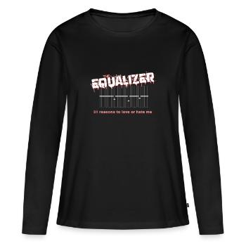 The Equalizer: Klangverbesserung als Statement - Frauen Premium Bio Langarmshirt - Schwarz - Vorne - Julia (174cm)