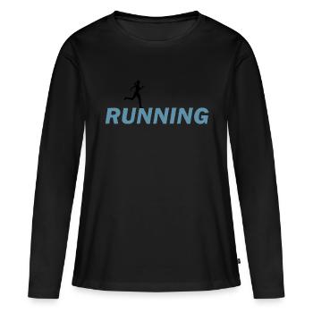 Course - T-shirt manches longues Premium bio Femme - noir - Devant - Julia (174cm)