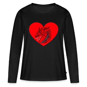 Amour, Dragon, Coeur, Créature mythique, Fable, Dragon - T-shirt manches longues Premium bio Femme - noir - Devant - Julia (174cm)