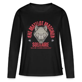 Le loup solitaire - T-shirt manches longues Premium bio Femme - noir - Devant - Julia (174cm)