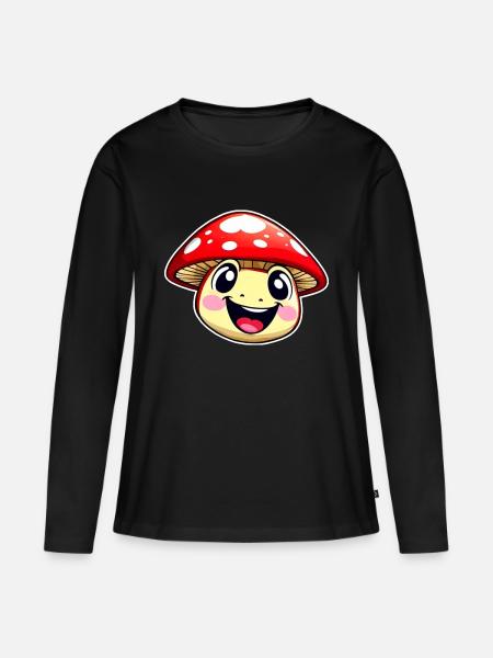 Lustiger kleiner Fliegenpilz - Frauen Premium Bio Langarmshirt - Schwarz