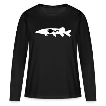 Hecht Mustache Rig - Frauen Premium Bio Langarmshirt - Schwarz - Vorne - Julia (174cm)