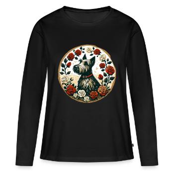 Terrier écossais - T-shirt manches longues Premium bio Femme - noir - Devant - Julia (174cm)