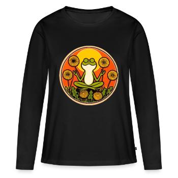 Grenouille Zen - T-shirt manches longues Premium bio Femme - noir - Devant - Julia (174cm)