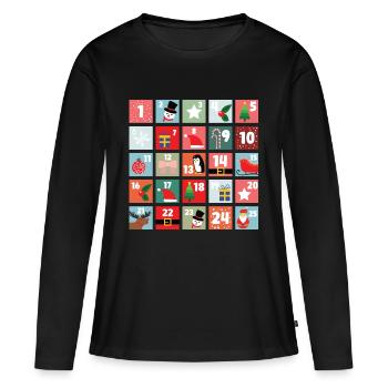 Calendrier de l’Avent Noël - T-shirt manches longues Premium bio Femme - noir - Devant - Julia (174cm)