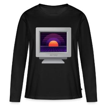 CRT Design - Future Retro Tapete - Frauen Premium Bio Langarmshirt - Schwarz - Vorne - Julia (174cm)