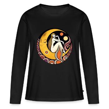 Déesse rétro de la lune - T-shirt manches longues Premium bio Femme - noir - Devant - Julia (174cm)