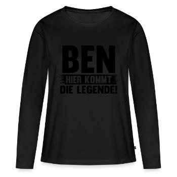 Prénom Ben - T-shirt manches longues Premium bio Femme - noir - Devant - Julia (174cm)