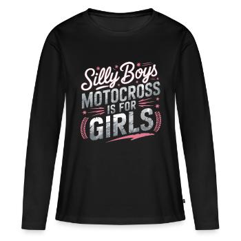 Girl Power auf der Motocross-Strecke - Frauen Premium Bio Langarmshirt - Schwarz - Vorne - Julia (174cm)