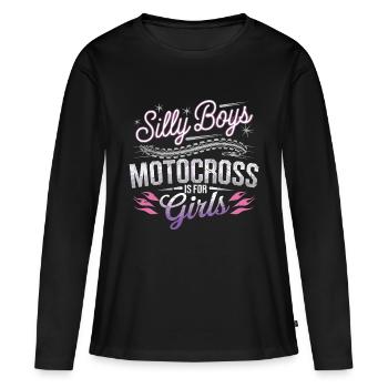 Girl Power auf der Motocross-Strecke - Frauen Premium Bio Langarmshirt - Schwarz - Vorne - Julia (174cm)