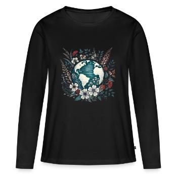 Terre - T-shirt manches longues Premium bio Femme - noir - Devant - Julia (174cm)