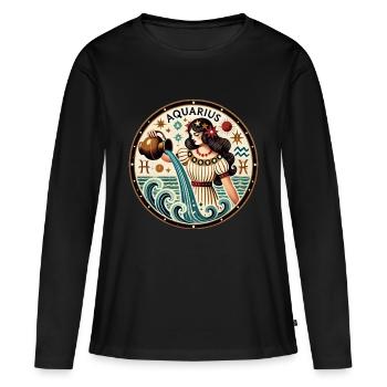 Verseau - T-shirt manches longues Premium bio Femme - noir - Devant - Julia (174cm)