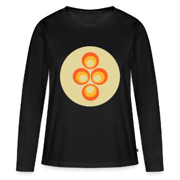70er Jahre Muster Retro Hippie Flowers Power - Frauen Premium Bio Langarmshirt - Schwarz - Vorne - Julia (174cm)