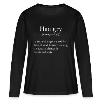 Hangry Gift - Frauen Premium Bio Langarmshirt - Schwarz - Vorne - Julia (174cm)