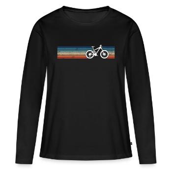 VTT Retro Stripes VTT - T-shirt manches longues Premium bio Femme - noir - Devant - Julia (174cm)