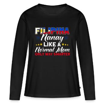Philippines Drapeau philippin - T-shirt manches longues Premium bio Femme - noir - Devant - Julia (174cm)