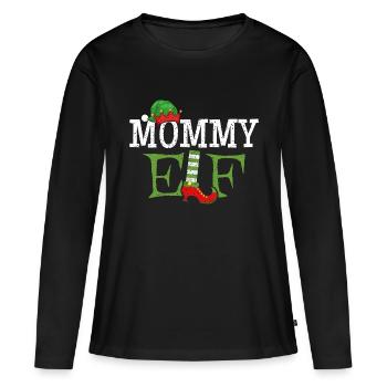 Mommy Elf - Mama der Weihnachts-Elf - Frauen Premium Bio Langarmshirt - Schwarz - Vorne - Julia (174cm)