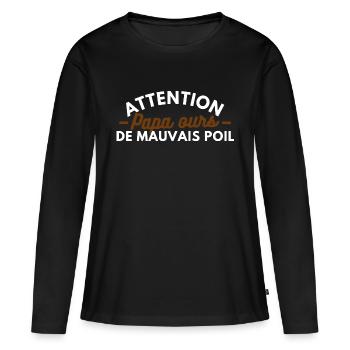 Papa ours de mauvais poil - T-shirt manches longues Premium bio Femme - noir - Devant - Julia (174cm)
