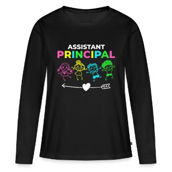 Chef d’établissement Directeur Directeur Directeur de la direction de l’école - T-shirt manches longues Premium bio Femme - noir - Devant - Julia (174cm)