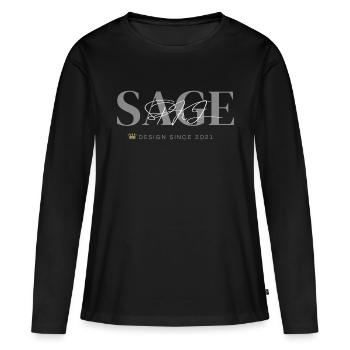 Collection SAGE by Sage en blanc - T-shirt manches longues Premium bio Femme - noir - Devant - Julia (174cm)