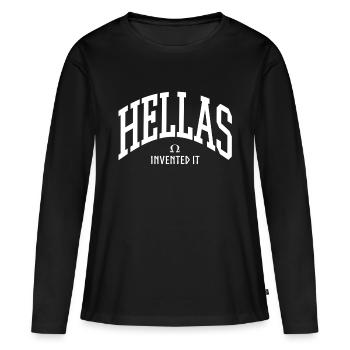 Hellas - Griechenland - Grèce - Drôle - Cadeau - T-shirt manches longues Premium bio Femme - noir - Devant - Julia (174cm)