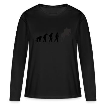Cavalier d’obstacles Evolution - T-shirt manches longues Premium bio Femme - noir - Devant - Julia (174cm)