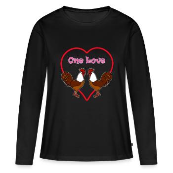 Coqs hommes un amour amour dans l’amour déclaration - T-shirt manches longues Premium bio Femme - noir - Devant - Julia (174cm)