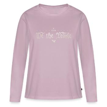 Nous, le peuple - Constitution des pères fondateurs - T-shirt manches longues Premium bio Femme - rose poudré - Devant - Julia (174cm)