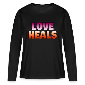 Love Heals Lesbian Flag Colors - Women's Premium Organic Long Sleeve Shirt - black - Front - Julia (174cm)
