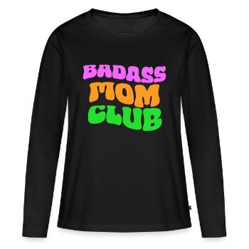 Club des mamans badass - T-shirt manches longues Premium bio Femme - noir - Devant - Julia (174cm)