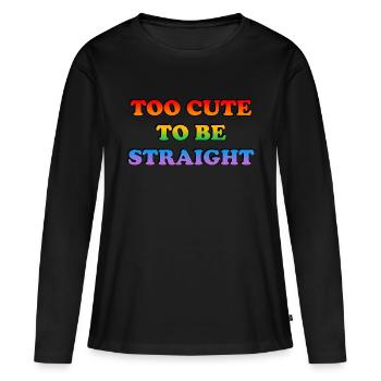Trop mignon pour être hétéro - T-shirt manches longues Premium bio Femme - noir - Devant - Julia (174cm)