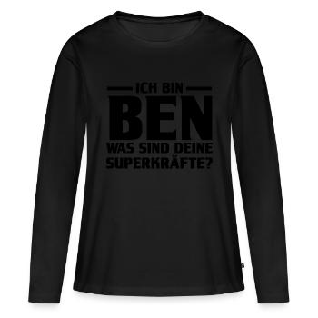 Prénom Ben - T-shirt manches longues Premium bio Femme - noir - Devant - Julia (174cm)