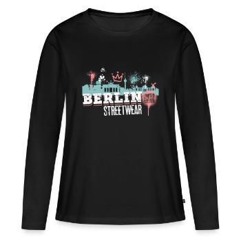 Berlin Skyline Ville Allemagne Graffiti Art - T-shirt manches longues Premium bio Femme - noir - Devant - Julia (174cm)