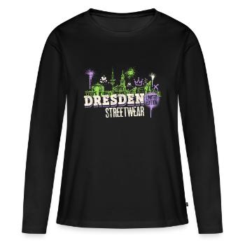 Dresden Skyline Stadt Deutschland Graffiti - Frauen Premium Bio Langarmshirt - Schwarz - Vorne - Julia (174cm)