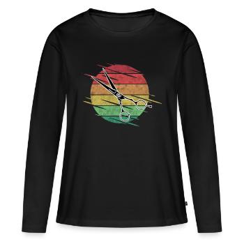Friseur Schere - Frauen Premium Bio Langarmshirt - Schwarz - Vorne - Julia (174cm)