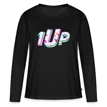 1Up 1up 1UP Joueur Solo - T-shirt manches longues Premium bio Femme - noir - Devant - Julia (174cm)