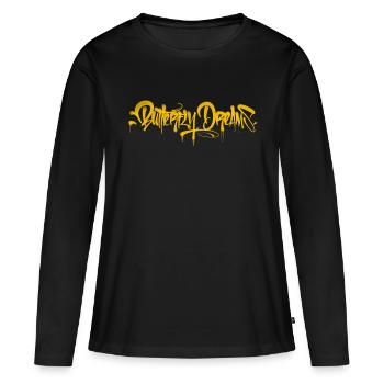 Butterfly Dreams Graffiti Tag - Frauen Premium Bio Langarmshirt - Schwarz - Vorne - Julia (174cm)
