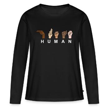 HUMAIN - RESPECT - Vote à main levée - T-shirt manches longues Premium bio Femme - noir - Devant - Julia (174cm)